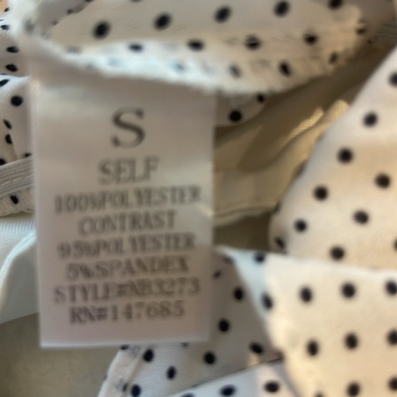 NUDE POLKADOT THONG BODYSUIT WITH RUFFLE TRIM L/S. S - Picture 8 of 9